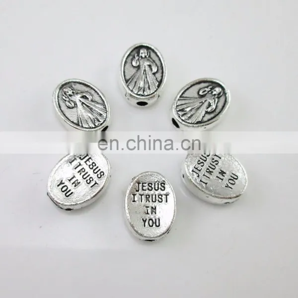 Silver Finish Jesus I Trust In You Divine Mercy Medal Rosary Bead photo-2