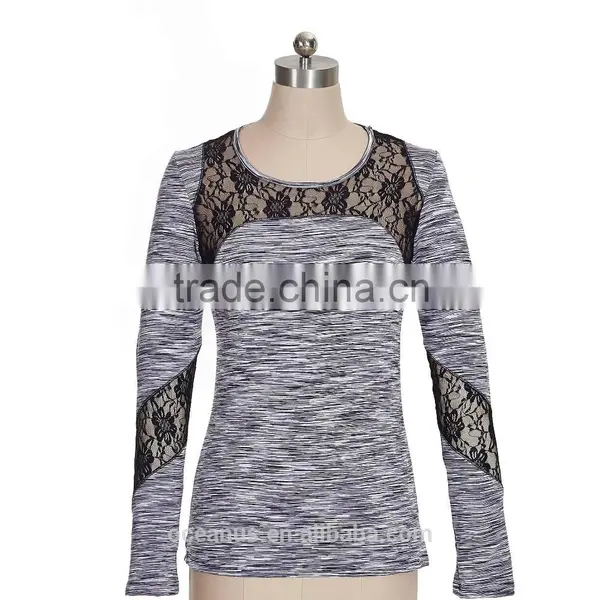 Poly/Nylon/Spandex Two Tone Jersey Ladies Yoga Shirts photo-3