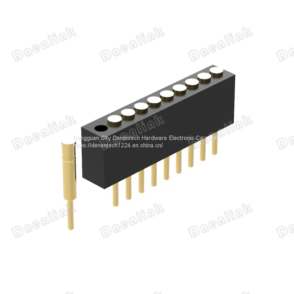 Dnenlink 1.27mm Pitch Single Row H4.0mm Plane Contact Straight Female Header DIP Type PogoPin Header photo-2