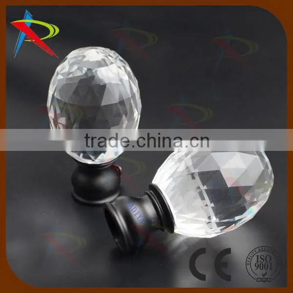 UAS Transparent Crystal Black 19mm Albania Blind Finials /drapery Finials photo-2