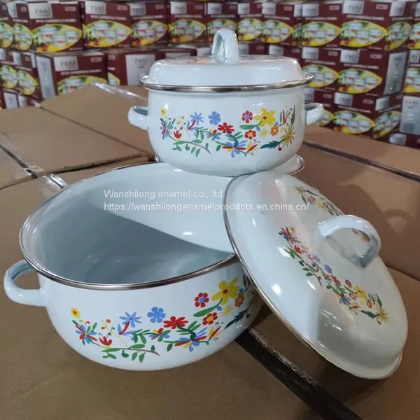 3pcs Vitreous Enamel Pot Enamel Tableware photo-3