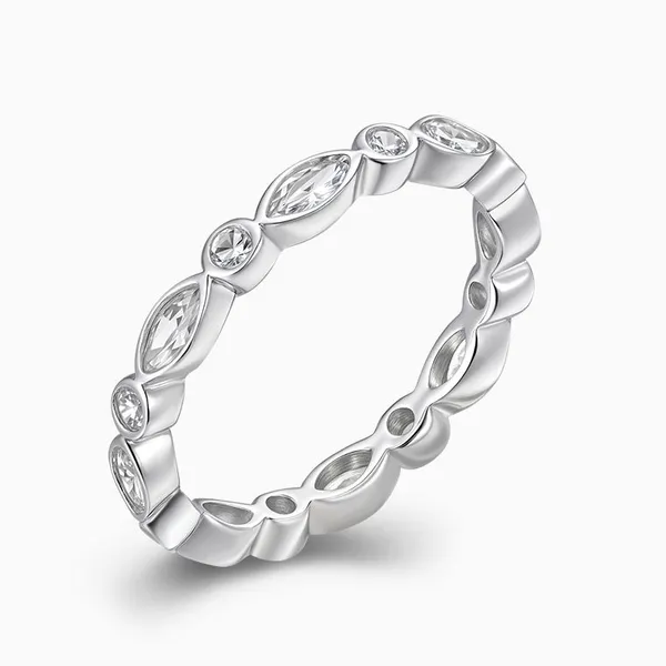 Shining Star Jewelry Sterling Silver Iced Out CZ Anniversary Gift Eternity Ring photo-2
