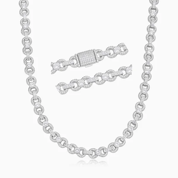 Shining Star Jewelry Cubic Zirconia Chain Iced Out Geometric Link Necklace photo-3