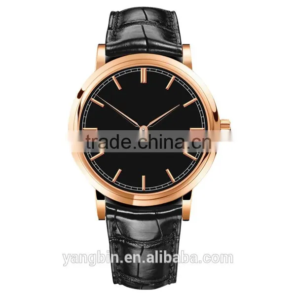 High Quality Genuine Leather Strap Quartz Movt Popular Trendy Metal Watch photo-2