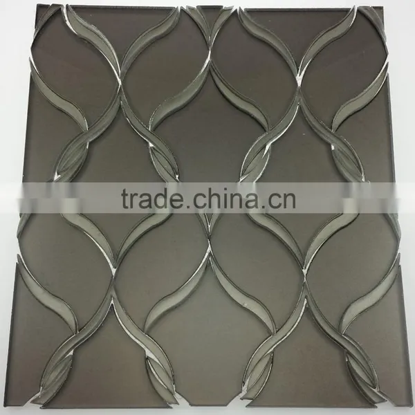 Accurate Water Jet Glass Cutting Deep Black Color Tile Mix