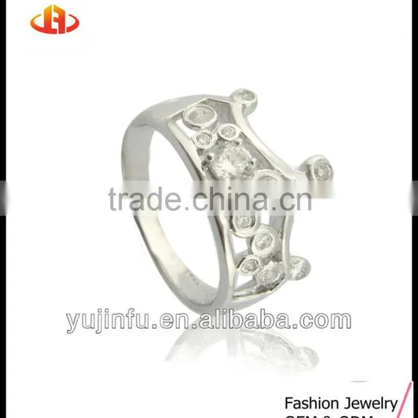Fancy Silver Crown Ring With Cubic Zirconia 925 Silver Ring