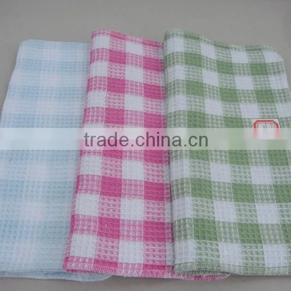 Cotton/polyester Waffle Checked Dish Cloth