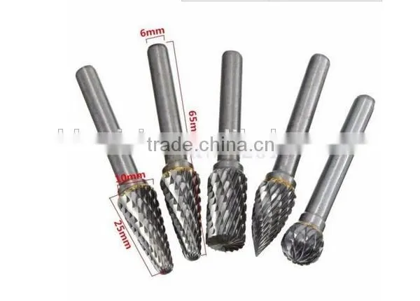 Long Shank Tungsten Carbide Rotary Files 5 Pieces Carbide Burr