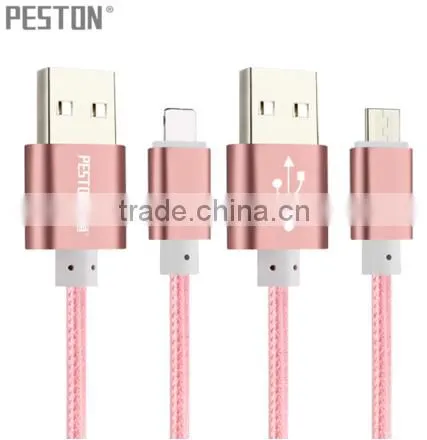25CM Mini Nylon Metal Micro USB Cable Colorful Mobile Phone Cable for IPhone/Android/Type C