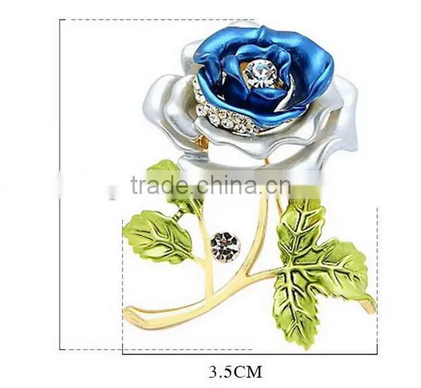 2015 Hottest Purple Red Charmpagne Rose Flower Pin Brooch photo-3