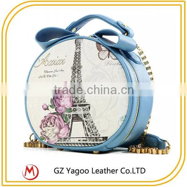 Round Shoulder Bag Color Printing Paris Hand Bags photo-2