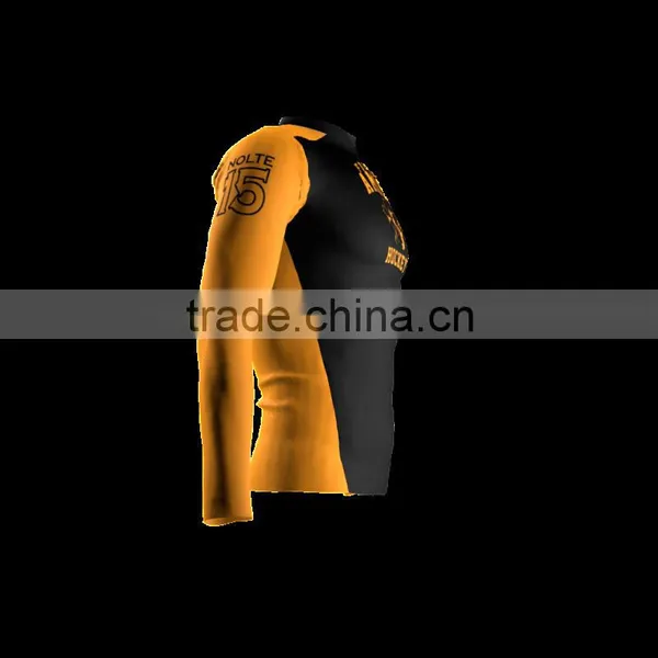 Polyester Spandex Long Sleeves Fighting Compression Shirt/Rash Guard With Club Logo Player Name and Numbers at Sleeves photo-3