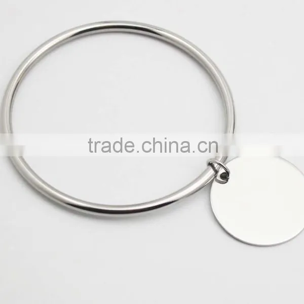 Round Dog Tag Factory Customize Stainless Steel Charm Bracelet Bangle photo-4
