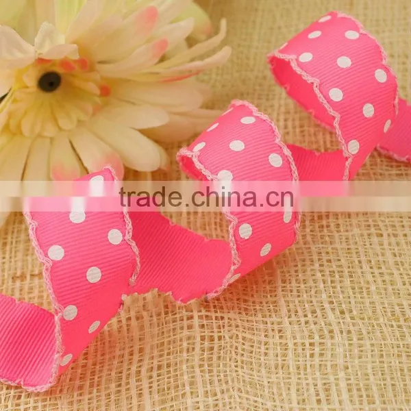2.5mm Round Edge Polka Dot Printed Grosgrain Ribbon DIY Hair Accessories Ribbon
