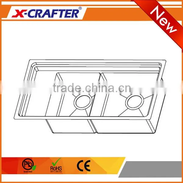 R10 Without Faucet Rectangular SUS 304 Double Bowl Kitchen Sink photo-3