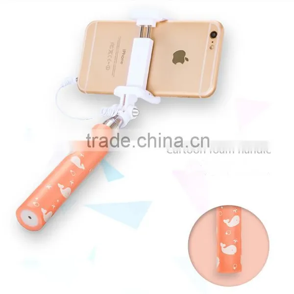 Cute Printing Foaming Handle Sefie Stick Travalling Portable Monopod Selfie Stick photo-3