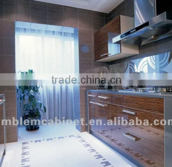 High Gloss Wood Grain Kitchen Cabinet