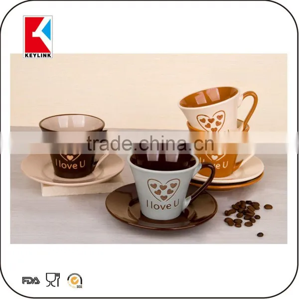 Wholesale 180cc Colored With Coffee Logo Ceramic Biscuit Cups Tea Cup and Saucer Ceramic photo-3