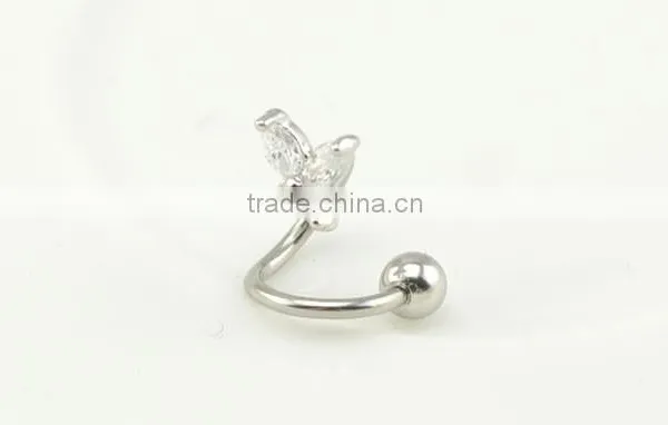 316l Stainless Steel Lip Rings Lip Jewelry With Butterfly Zircon S Bar"S"bar Unique Designs for Mouth Eyebrow Rings Helix photo-4