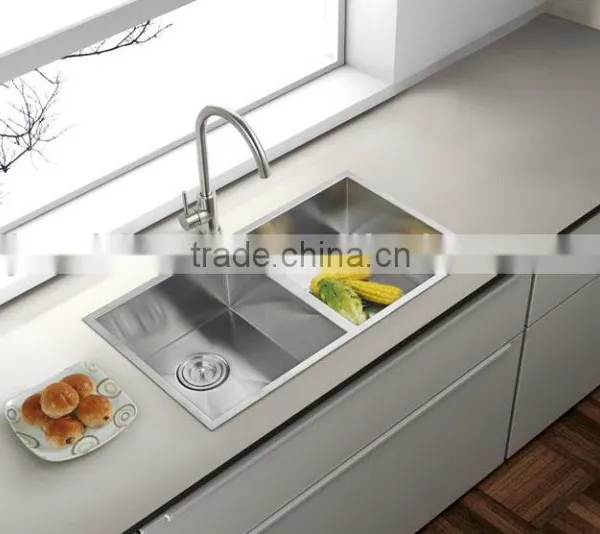 Zero Radius Handmade Stainless Steel Sink 32" x 19" x 10" Double Bowls (cUPC Approved,very Competitive Price!) photo-2