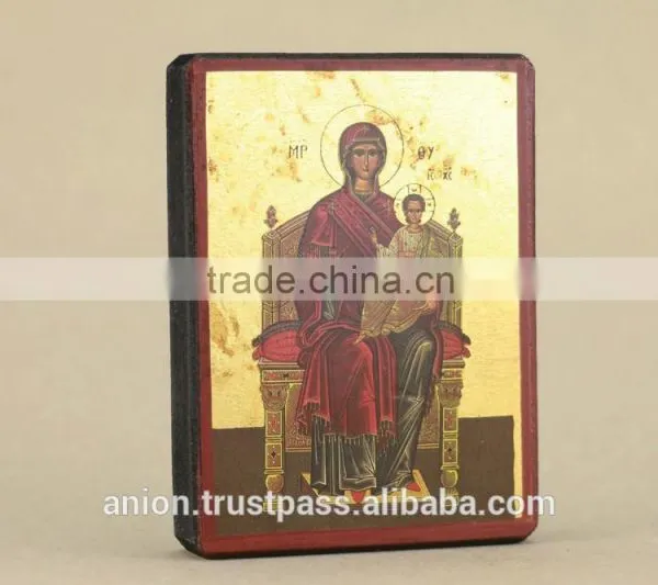 Greek & Russian Orthodox Wooden Icon. Mother God. Panachranta photo-3