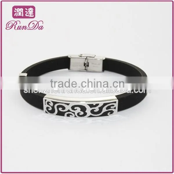Hollow Stainless Steel Silicon Bracelet Oem Eco-friendly Silicone Power Energy Bracelet Fashion Silicone Bracelet