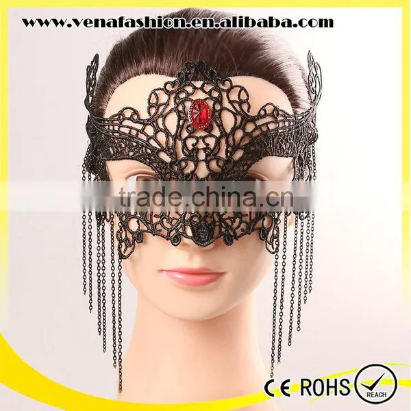 Beads Gothic Sex Eye Mask, Sexy Lace Eye Mask