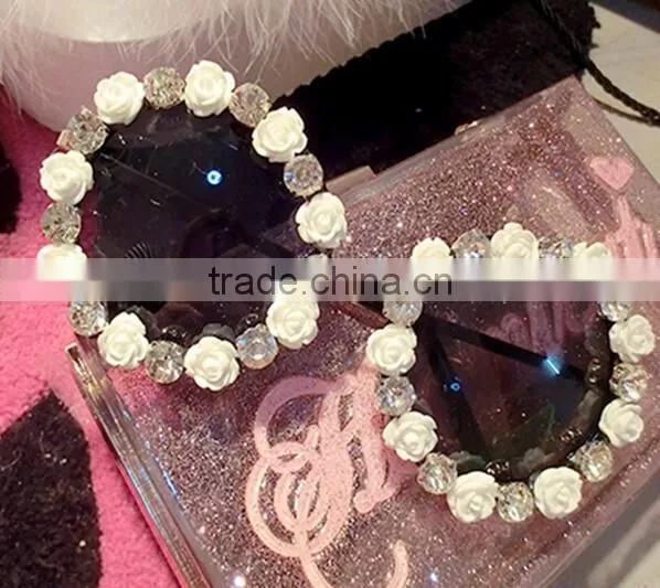 Diamond Flower Rim Vintage Party Beach Festival Frame Shades Round Sunglasses photo-6