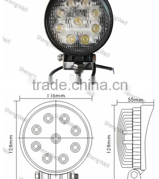 4" 27W 9--32V Round LED Work Light Epistar Led Work Light Flood/Spot Beam Magnet Base Working Led Machine Light
