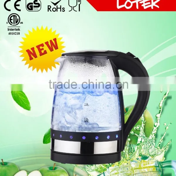 Led Light Ring Glass Electric Water Kettle With 1.7L Capacity photo-2
