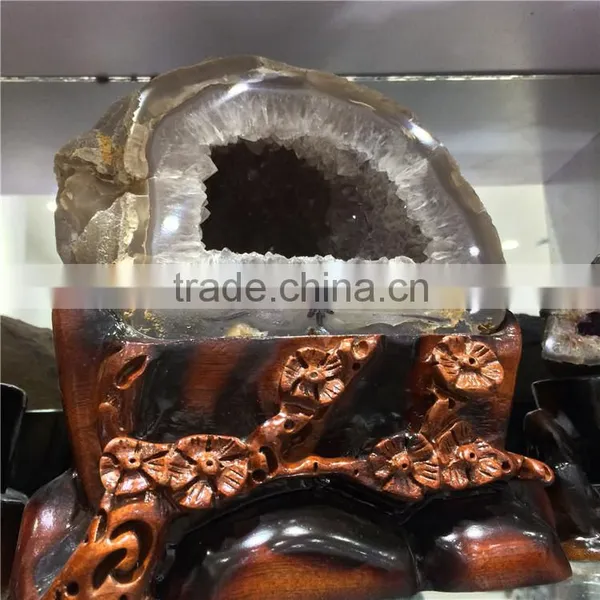 Natural Agate Crescent Geode Cornucopia Crystals Ornaments photo-5