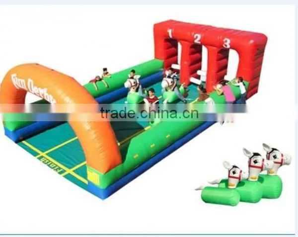 7.5mWx9mLx3mH Fun Derby Inflatable Pony Hops Race Track Outdoor Inflatable Race Games photo-2
