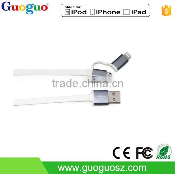 Aluminum flat micro to lightn cable MFI