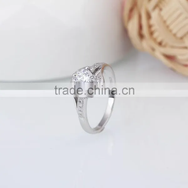 Pure Silver Asymmetric Design Lock Ring Double Circle Ring With Whte Zircon photo-2