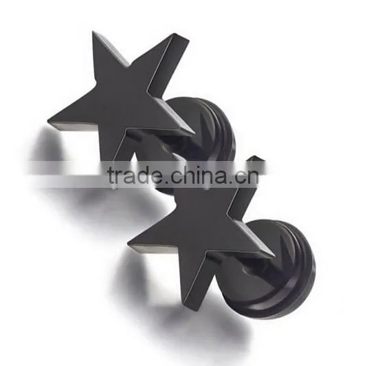 Black Five-pointed Star Stainless Steel Earrings Jewelry photo-2