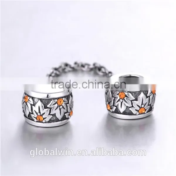 925 Sterling Silver Maple Leaf Safty Chain European Custom Bracelet Jewelry Charm photo-3