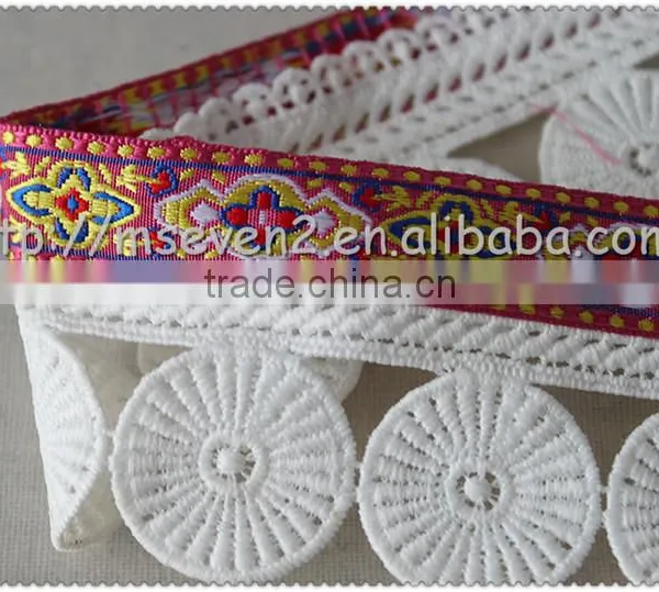 Hot Selling Fringed Polyester Jacquard Tape, Jacquard Tape Trim With Round Tassel for Garment photo-3