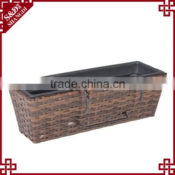 Wall Mounted Long Flower Pot Plastic Rattan Rectangular Planter Box photo-3