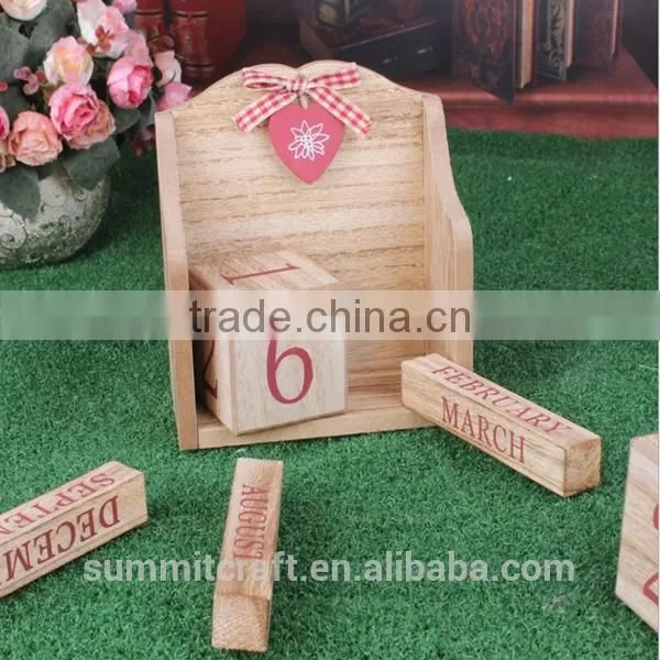 Pink Wooden Perpetual Calendar Desk Calendar 2017 photo-4