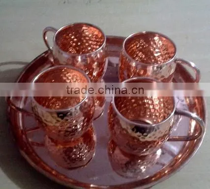 FDA APPROVED 100% PURE COPPER MOSCOW MULE MUG CUPS SET WITH SOLID COPPER SERVING TRAY, SHOT GLASS & STRAWS photo-6