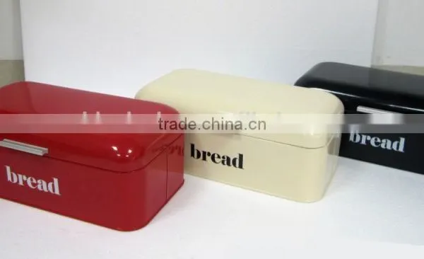 Rectangular Cream Food Kitchen Storage Enamel Bread Bin Box photo-5