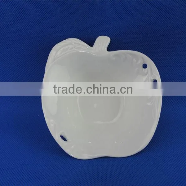 Stock Small White Ceramic Popcorn Bowl Apple Shaped Bowl photo-2