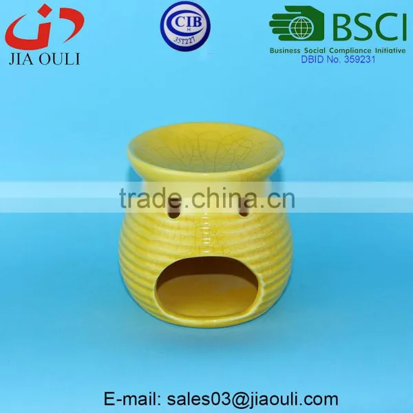 Teal and Yellow Crakle Glazed Ceramic Oil Burner, Fragrance Oil Burner photo-4