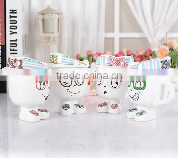 Promotional Gift Navy Ceramic Water Tea Milk Coffee Cup Mug With Handle and Lid photo-3