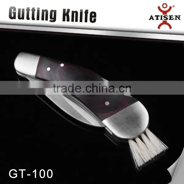 High Quality Folding Mushrooms Knife Wooden Handle With Brush Outdoor Survival Hand Tools GT-100 photo-2