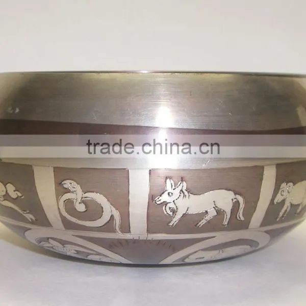 High Quality Handmade in Nepal Tibetan Calendar Meditation Singing Bowl photo-4