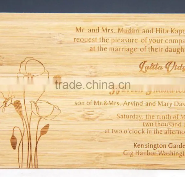 Custom Wooden Wedding Invitation Card Engraved photo-2