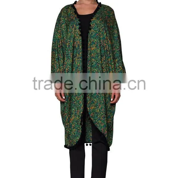 New Design China Manufacturer Ladies Pom Long Kimono photo-2