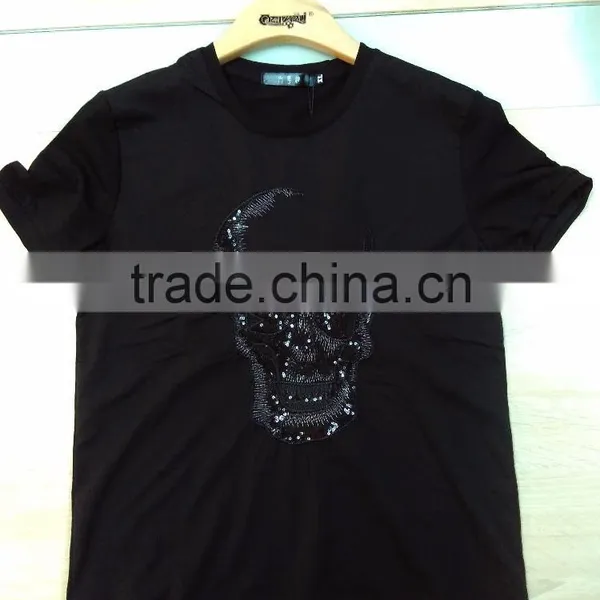GZY Guangzhou stock lots breathable fabric soft sequin t-shirt for man