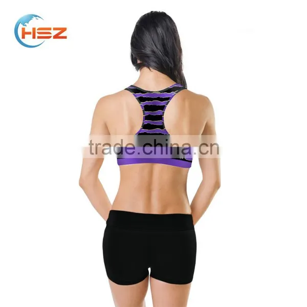 HSZ-018 Sexy Yoga Capri Legging , Nylon Spandex Ladies Yoga Pants With Pocket , Fitness Colorful Yoga Bra Sport Wear photo-3